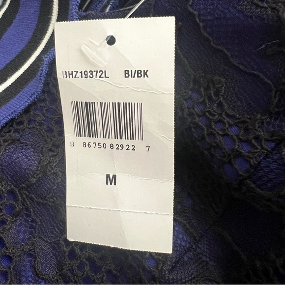 NWT TADASHI SHOJI ENNIS OFF-THE-SHOULDER STRIPED ORGANZA GOWN Dress Medium Blue - Picture 9 of 15